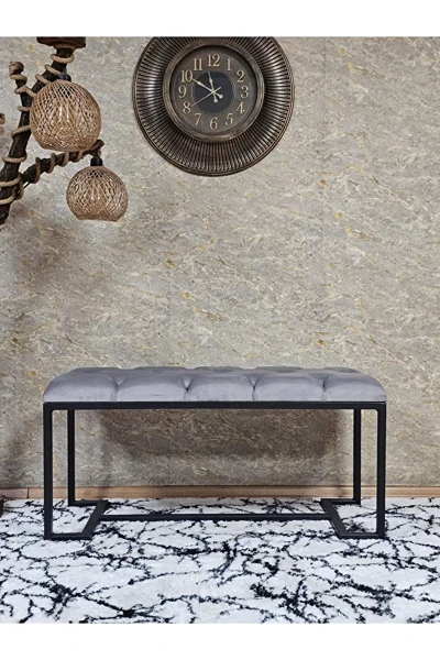 Siyah Boyalı - L - Ayaklı 100 cm x 38 cm Oturak - Bench - Makyaj Taburesi - Makyaj Oturak Gri Renk 100 x 40 Boyut/Ebat
