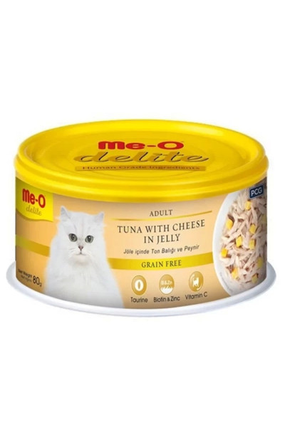 Me-O Meo Delite Tahılsız Jöleli Ton Balıklı Ve Peynirli Yetişkin Konserve Kedi Maması 80 Gr