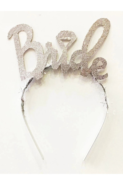 Ynt İthalat Gümüş Renk Bekarlığa Veda İtalik Yazı Alyanslı Bride Taç