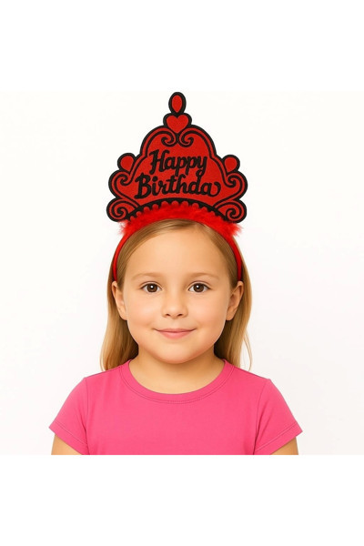 Ynt İthalat Kırmızı Happy Birthday Prenses Tacı – Doğum Günü Taç Aksesuarı