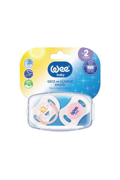 Wee Baby 2'Li Gece/Gündüz Damaklı Emzik 6 - 18 Ay - Pembe
