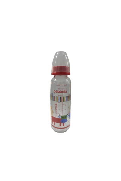 Bebedor 31302 Desenli Cam Biberon 250 Ml - Kırmızı Renkli