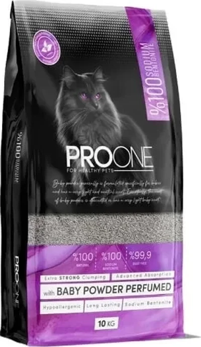 Pro One Hypoallergenic Bebek Pudrası Kokulu İnce Taneli Sodyum Bentonit Kedi Kumu 10 Kg