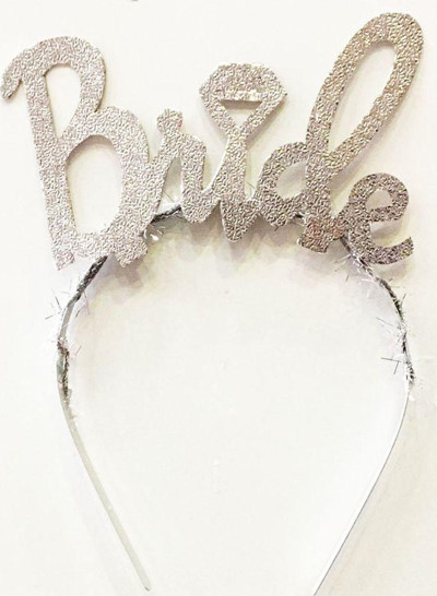 Gümüş Renk Bekarlığa Veda İtalik Yazı Alyanslı Bride Taç