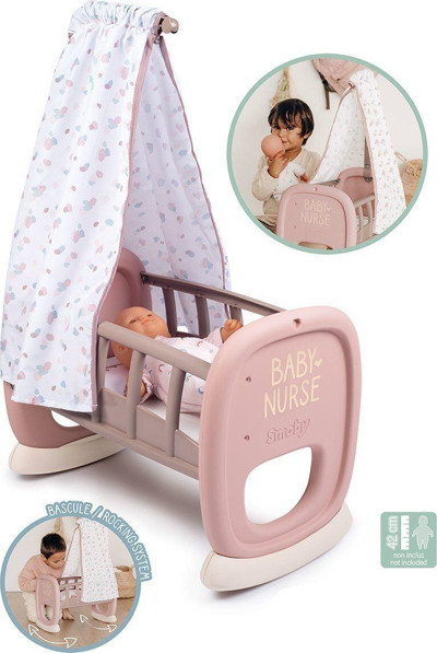 7600220373 Smoby Baby Nurse Oyuncak Bebek için Sallanan Beşik Oyun Seti +18 ay Kız Erkek Çocuk Oyunc
