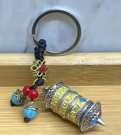 Metal Tibet Dua Çarkı Anahtarlık Alk4462