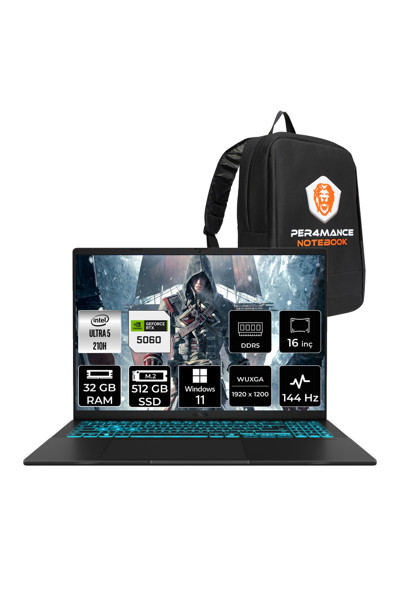 ASUS VivoBook16 Core5 210H 32GB 512GB SSD RTX5060/8GB 16" FHD+ 144Hz W11H Dizüstü Bilgisayar & Laptop V3607VM