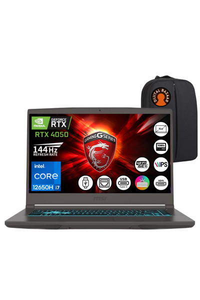 Msı Thın B12Ve-1892Xtr Core İ7 12650H Rtx4050 6Gb 32Gb 2Tb Ssd 15.6Fhd 144Hz Fdos Notebook+Djt Çanta