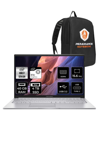 Asus Vivobook 15 X1504Va İ7 1355U 40Gb Ram 4Tb Ssd 15.6' Fhd Fdos Nj412 & Per4 Çanta