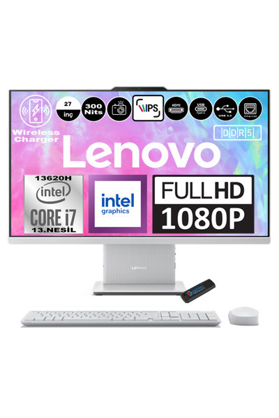 Lenovo Ideacentre I7-13620H 64Gb 512Gb Ssd 27 Inc Fhd Ips Fdos F0Hm0048Trf14+Zettabellek