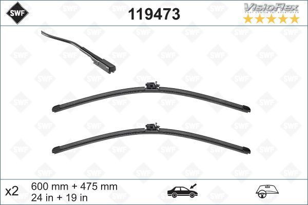 Valeo Silecek Swf Visioflex Flat Blade (X2) (600+475 Mm) Mercedes A-Serisi (176) (08/15>),Cla-Serisi (117) VL119473