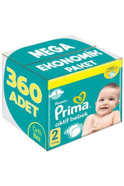 Prima Bebek Bezi Beden:2 (4-8Kg) Mini 360 Adet Mega Ekonomik Pk