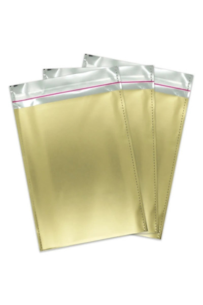 Ambalaj Evi Gold Lüx Metalik Yapışkanlı Hediye Paketi 17X25 50 Li