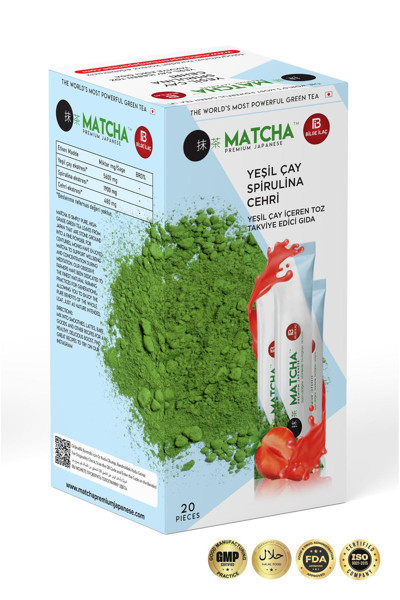 Yuba Avm Matcha Premium Japanese Çilek Aromalı Detox Burner , Yeşil Çay ,Spirulina , Cehri İçeren Form Çayı