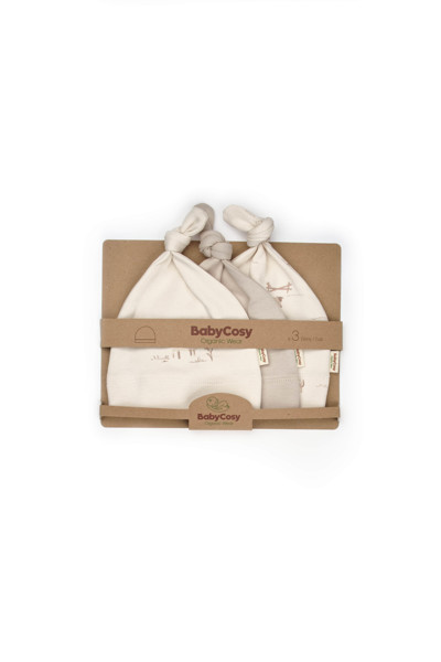 Baby Cosy Bebek 3'lü Şapka %100 Organic Pamuk - Yenidoğan Serisi - CSY8192