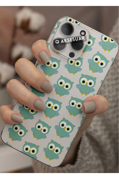 Q Aksesuar Xiaomi Redmi Note 12 Pro Plus Uyumlu Sevimli Baykuş Tasarımlı Şeffaf Telefon Kılıfı Kapak Case