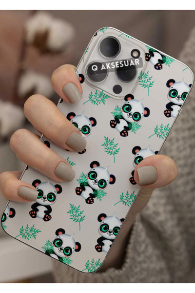 Q Aksesuar Xiaomi Redmi Note 10 Pro 5G Uyumlu Sevimli Panda Tasarımlı Şeffaf Telefon Kılıfı Kapak Case