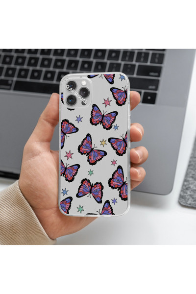 Q Aksesuar Samsung Galaxy A10 Uyumlu Kelebek Tasarımlı Premium Şeffaf Telefon Kılıfı
