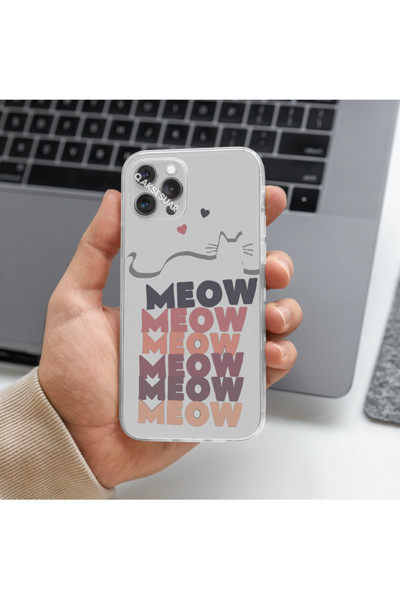Q Aksesuar Xiaomi Redmi Note 11S Uyumlu Kedi Meow Tasarımlı Premium Şeffaf Telefon Kılıfı