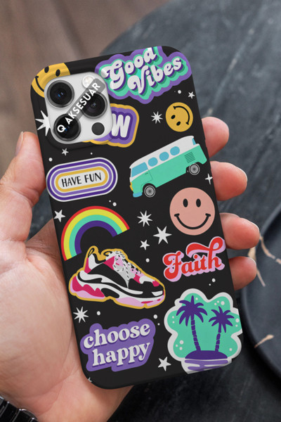 Q Aksesuar Xiaomi Redmi Note 11 Pro Uyumlu Good Vibes Tasarımlı Premium Telefon Kılıfı