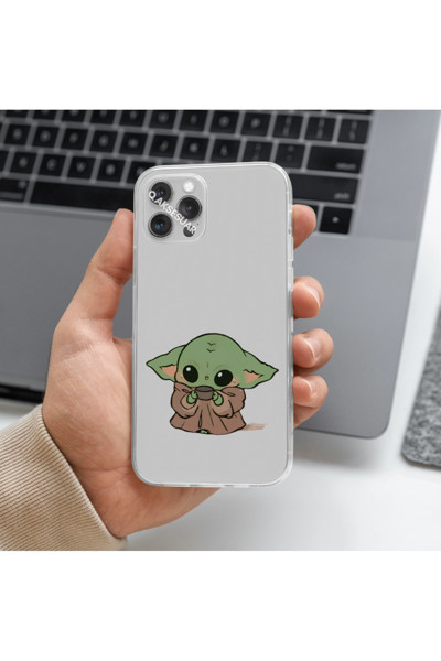 Q Aksesuar Xiaomi Redmi Note 11 Pro Plus 5G Uyumlu Baby Yoda Tasarımlı Premium Şeffaf Telefon Kılıfı