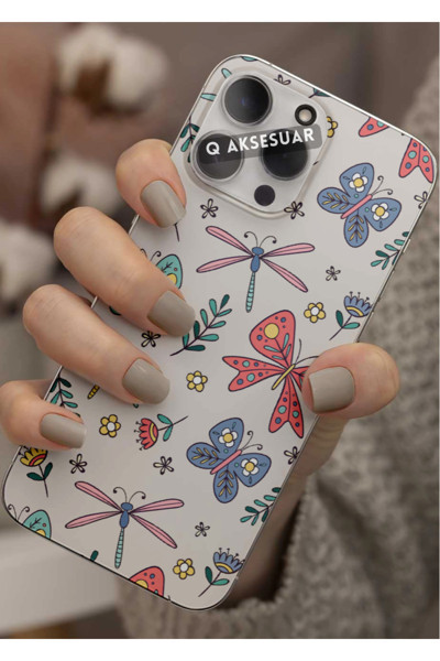 Q Aksesuar Xiaomi Redmi Note 11 Pro Plus 5G Uyumlu Renkli Kelebek Tasarımlı Şeffaf Telefon Kılıfı Kapak Case