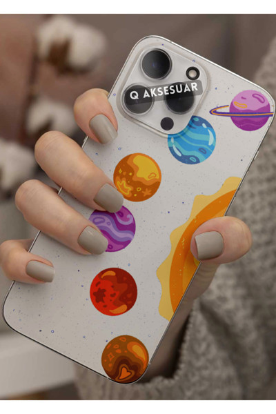 Q Aksesuar Xiaomi Redmi Note 11 Pro Plus 5G Uyumlu Gezegenler Tasarımlı Şeffaf Telefon Kılıfı Kapak Case