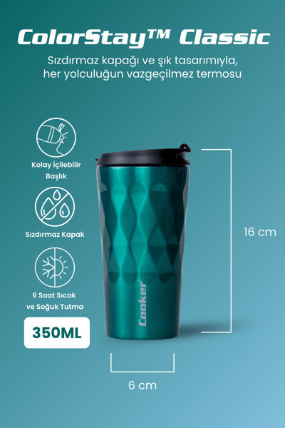 Cooker Yeni 0,35 Ml Paslanmaz Çelik 350 Ml Termos Çay Kahve Piknik Kamp Outdoor Ofis Otel Kafe Okul