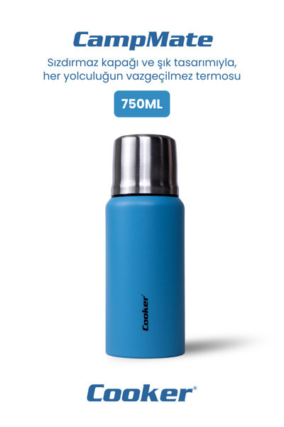 Cooker 750 Ml Paslanmaz Çelik Çift Kat Termos-24 Saat Sıcak,48 Saat Soğuk (Kamp, Piknik, Seyahat Termos.)