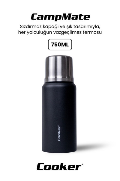 Cooker 750 Ml Paslanmaz Çelik Çift Kat Termos-24 Saat Sıcak,48 Saat Soğuk (Piknik, Ofis, Seyahat) Termos.