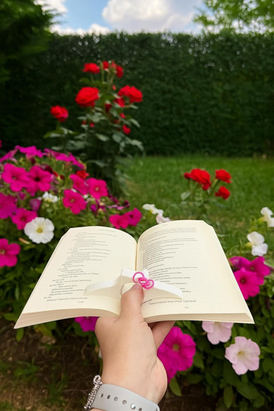 Hobireyon Kitap Ayracı - Sayfa Tutucu - Tek El Kitap Okuma Aparatı (Beyaz Kedi)