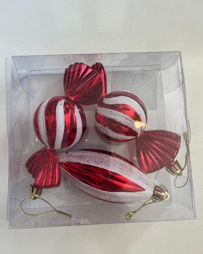 mavisudünyası Yılbaşı Süsü 3' lü 12 Cm Şeker Görünümlü Set