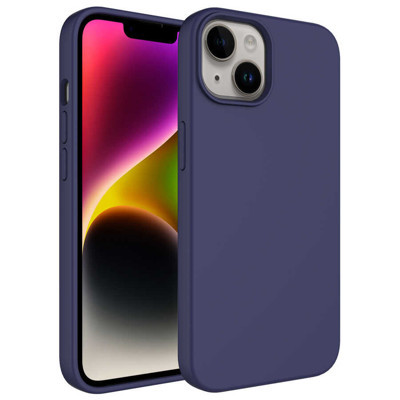 Khayra iPhone 14 Plus Uyumlu Sıvı Teknolojili Silinebilir Sert KHYR Kivi Kılıf-Lacivert