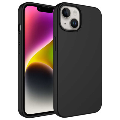 Khayra iPhone 14 Plus Uyumlu Sıvı Teknolojili Silinebilir Sert KHYR Kivi Kılıf-Siyah