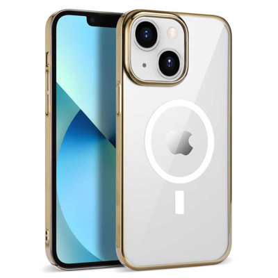 Khayra iPhone 13 Uyumlu KHYR Wireless Şarj Özellikli Pixel Magsafe Kılıf-Gold