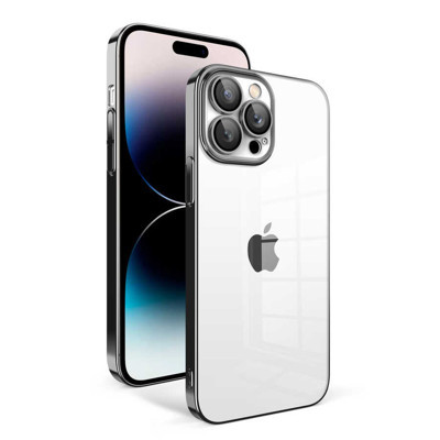 Khayra iPhone 14 Pro Uyumlu Kamera Korumalı Renkli Çerçeveli KHYR Garaj Kılıf-Siyah