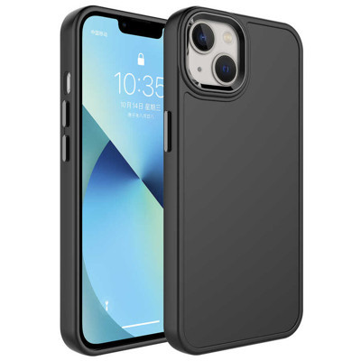 Khayra iPhone 14 Plus Uyumlu Metal Çerçeve ve Buton Tasarımlı Sert KHYR Botox Kılıf-Siyah