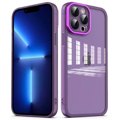 Khayra iPhone 12 Pro Uyumlu Kamera Korumalı Transparan KHYR Post Kılıf-Derin Mor