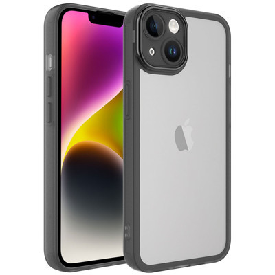 Khayra iPhone 14 Plus Uyumlu Kamera Korumalı Transparan KHYR Post Kılıf-Siyah
