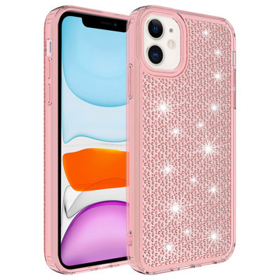Khayra iPhone 11 Uyumlu AiHTTgli Parlak Tasarımlı KHYR Snow Kılıf-Pembe