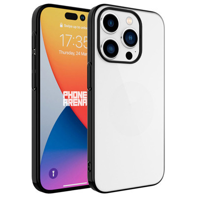 Khayra iPhone 15 Pro Max Uyumlu Sert PC Renkli Çerçeveli KHYR Riksos Kılıf-Siyah