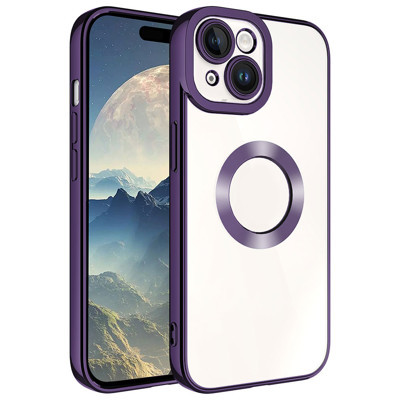 Khayra iPhone 15 Uyumlu Kamera Korumalı Logo Gösteren KHYR Omega Kılıf-Derin Mor