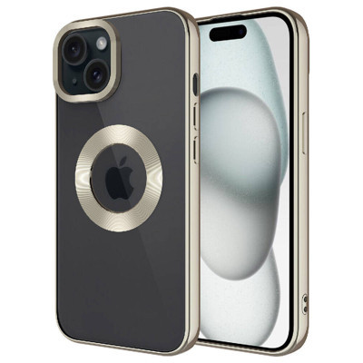 Khayra iPhone 15 Uyumlu Kamera Korumalı Logo Gösteren KHYR Omega Kılıf-Titanyum