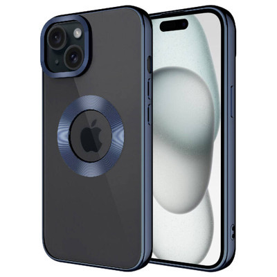 Khayra iPhone 15 Uyumlu Kamera Korumalı Logo Gösteren KHYR Omega Kılıf-Lacivert