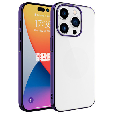Khayra iPhone 15 Pro Max Uyumlu Sert PC Renkli Çerçeveli KHYR Riksos Kılıf-Derin Mor