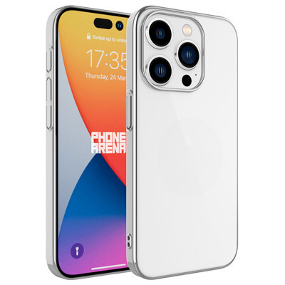 Khayra iPhone 15 Pro Max Uyumlu Sert PC Renkli Çerçeveli KHYR Riksos Kılıf-Gümüş