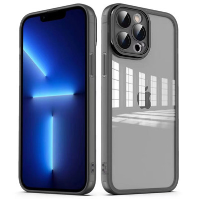 Khayra iPhone 12 Pro Uyumlu Kamera Korumalı Transparan KHYR Post Kılıf-Siyah
