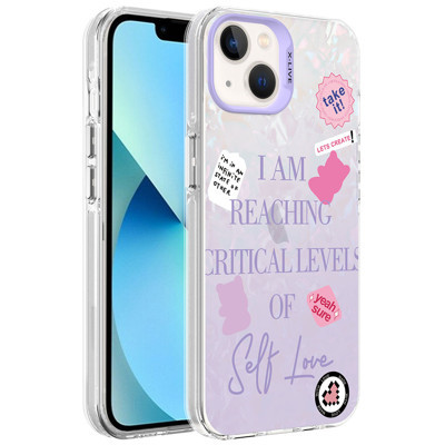 iPhone 13 Uyumlu Mermer Desenli KHYR Marbello Kılıf-Mor