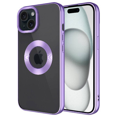 Khayra iPhone 15 Uyumlu Kamera Korumalı Logo Gösteren KHYR Omega Kılıf-Lila