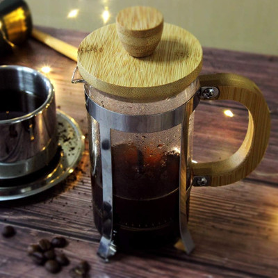 Diyar-ı Fırsat Ahşap Detaylı 350 ml Cam French Press